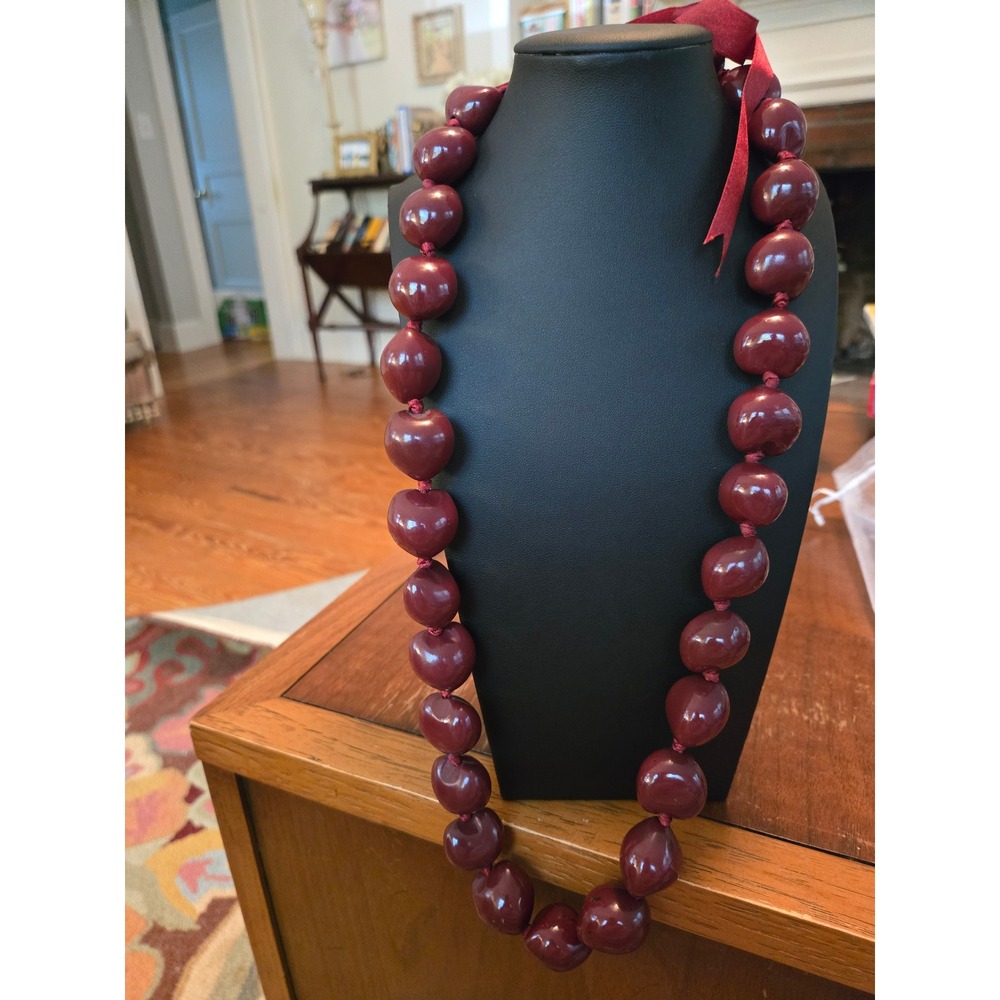 Maroon Hawaiian Kukui Nut Necklace